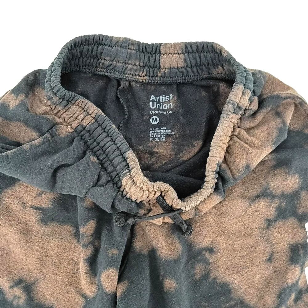 Artist Union Black & Brown Acid Wash Sweatshorts Skeleton Grunge Goth M - Picture 2 of 7